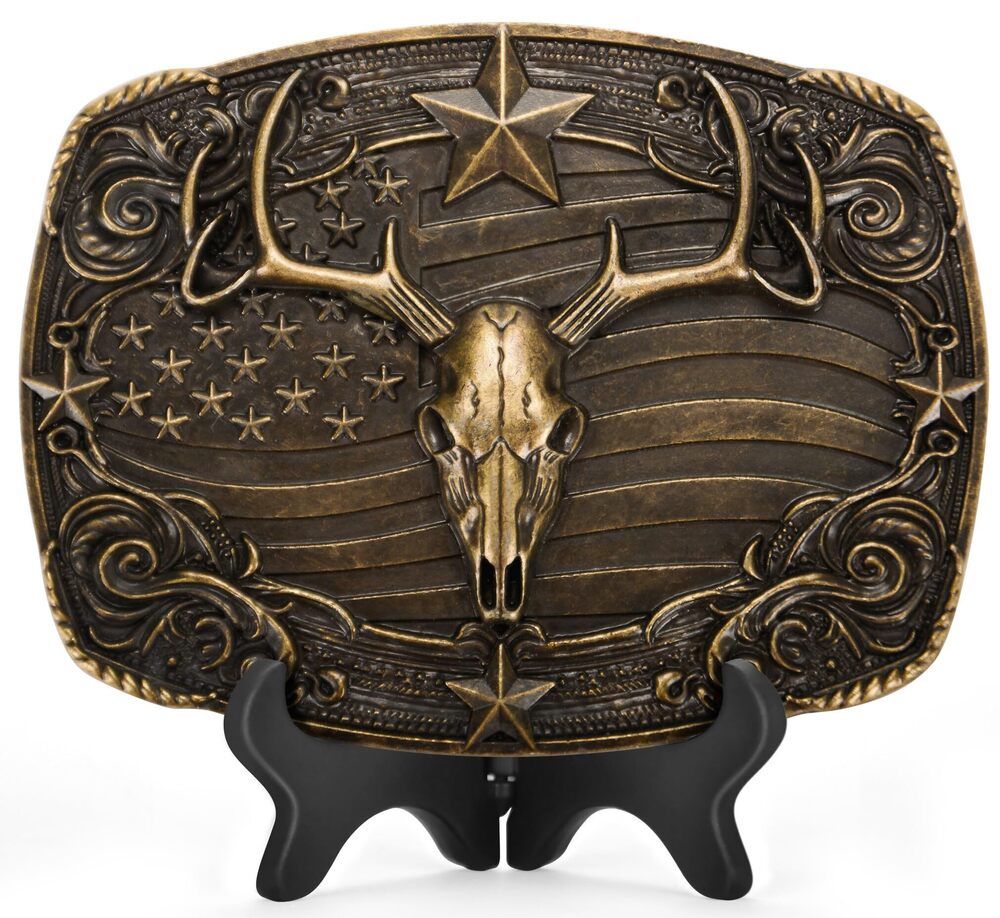 6004 Western Belt Buckle - Deer Belt Buckle Cowboy Belt Buckles Western